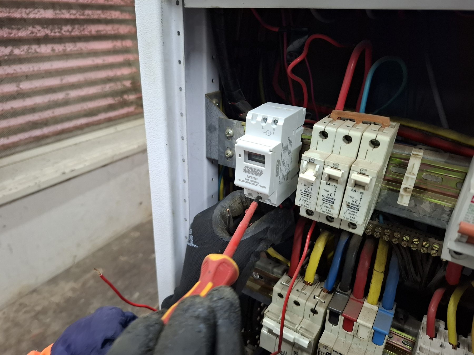 Timer being wired into the distribution board
